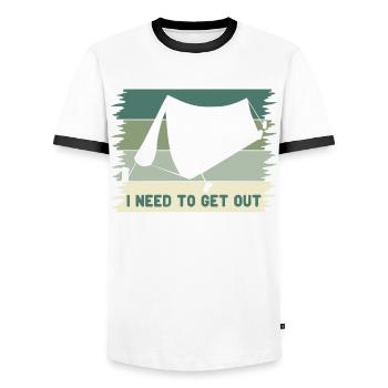 Camping Camping Outdoor Camping Tent - Men's Ringer Shirt - white/black - Front - AI Model Female 172 light (172cm) & AI Model Male 178 dark (178cm)