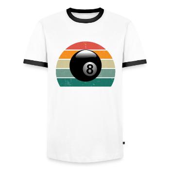Billiard Queue Billiardtisch Kugel Tasche Snooker - Männer Kontrast-T-Shirt - Weiß/Schwarz - Vorne - AI Model Female 172 light (172cm) & AI Model Male 178 dark (178cm)