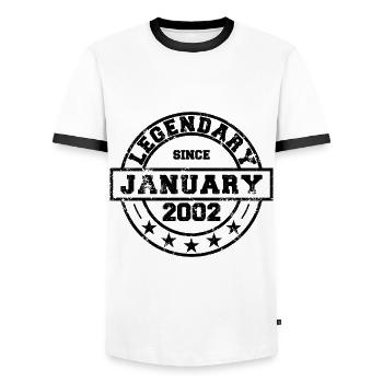 Legendary since January 2002 - Geburtstag - Männer Kontrast-T-Shirt - Weiß/Schwarz - Vorne - AI Model Female 172 light (172cm) & AI Model Male 178 dark (178cm)