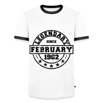 Légendaire depuis février 1962 - Anniversaire - T-shirt contrasté Homme - blanc/noir - Devant - AI Model Female 172 light (172cm) & AI Model Male 178 dark (178cm)