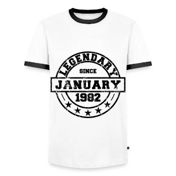 Légendaire depuis janvier 1982 - Anniversaire - T-shirt contrasté Homme - blanc/noir - Devant - AI Model Female 172 light (172cm) & AI Model Male 178 dark (178cm)