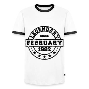 Légendaire depuis février 1982 - Anniversaire - T-shirt contrasté Homme - blanc/noir - Devant - AI Model Female 172 light (172cm) & AI Model Male 178 dark (178cm)