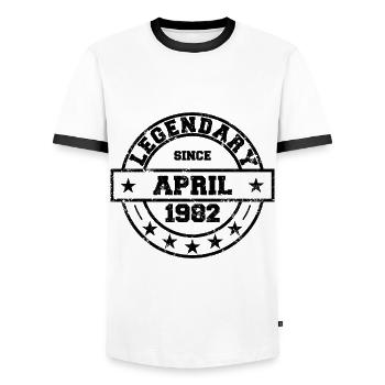 Légendaire depuis avril 1982 - Anniversaire - T-shirt contrasté Homme - blanc/noir - Devant - AI Model Female 172 light (172cm) & AI Model Male 178 dark (178cm)