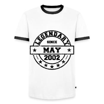 Legendary since May 2002 - Geburtstag - Männer Kontrast-T-Shirt - Weiß/Schwarz - Vorne - AI Model Female 172 light (172cm) & AI Model Male 178 dark (178cm)