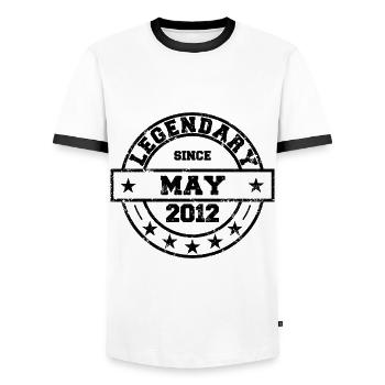 Légendaire depuis mai 2012 - Anniversaire - T-shirt contrasté Homme - blanc/noir - Devant - AI Model Female 172 light (172cm) & AI Model Male 178 dark (178cm)
