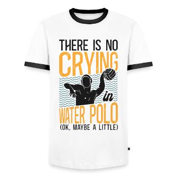 Water Polo There Is No Crying In - Men's Ringer Shirt - white/black - Front - AI Model Female 172 light (172cm) & AI Model Male 178 dark (178cm)