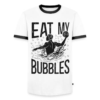 Water Polo Eat My Bubbles - Men's Ringer Shirt - white/black - Front - AI Model Female 172 light (172cm) & AI Model Male 178 dark (178cm)