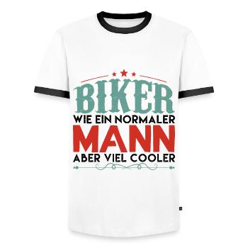 Old School Biker Chopper Motorradfahrer ! - Männer Kontrast-T-Shirt - Weiß/Schwarz - Vorne - AI Model Female 172 light (172cm) & AI Model Male 178 dark (178cm)