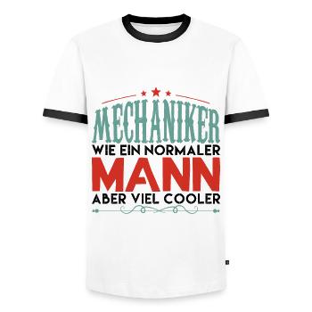 mechaniker - mechaniker aber viel cooler ! - Männer Kontrast-T-Shirt - Weiß/Schwarz - Vorne - AI Model Female 172 light (172cm) & AI Model Male 178 dark (178cm)