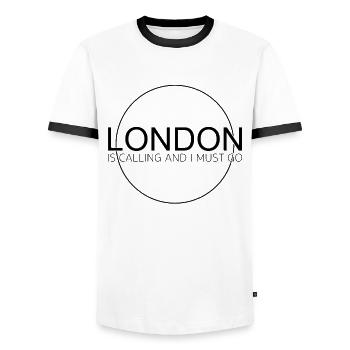 Citation de Londres - T-shirt contrasté Homme - blanc/noir - Devant - AI Model Female 172 light (172cm) & AI Model Male 178 dark (178cm)
