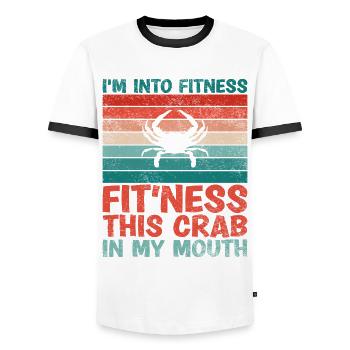 I'm in fitness this crab in my mouth - Men's Ringer Shirt - white/black - Front - AI Model Female 172 light (172cm) & AI Model Male 178 dark (178cm)