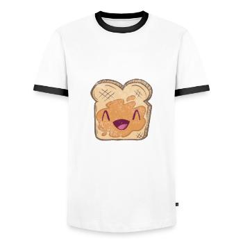 Kawaii Peanut Butter with Sweet Facial Jelly & PB - Men's Ringer Shirt - white/black - Front - AI Model Female 172 light (172cm) & AI Model Male 178 dark (178cm)