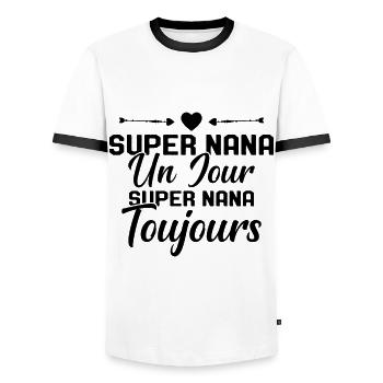 Femme Super Nana Un Jour Super Nana Toujours Nana - T-shirt contrasté Homme - blanc/noir - Devant - AI Model Female 172 light (172cm) & AI Model Male 178 dark (178cm)