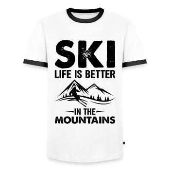 Ski Life Is Better In The Mountains Schwarz - Männer Kontrast-T-Shirt - Weiß/Schwarz - Vorne - AI Model Female 172 light (172cm) & AI Model Male 178 dark (178cm)