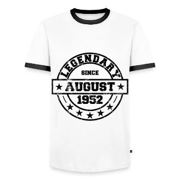 Legendary since August 1952 - Birthday - Men's Ringer Shirt - white/black - Front - AI Model Female 172 light (172cm) & AI Model Male 178 dark (178cm)