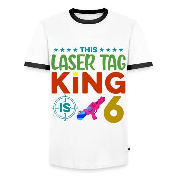 This Laser King Is 6 Lasertag Player Lasergame Pha - Männer Kontrast-T-Shirt - Weiß/Schwarz - Vorne - AI Model Female 172 light (172cm) & AI Model Male 178 dark (178cm)
