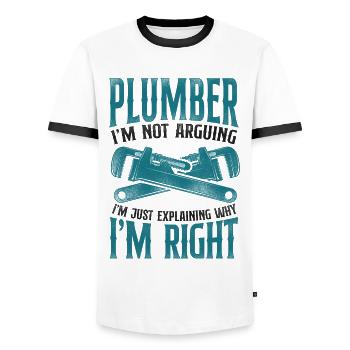 Plombier Plombier Plombier Vintage Plombier - T-shirt contrasté Homme - blanc/noir - Devant - AI Model Female 172 light (172cm) & AI Model Male 178 dark (178cm)