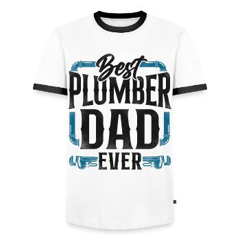Plumbing Plumber Dad Vintage Best - Men's Ringer Shirt - white/black - Front - AI Model Female 172 light (172cm) & AI Model Male 178 dark (178cm)