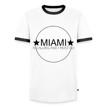 Citation de Miami - T-shirt contrasté Homme - blanc/noir - Devant - AI Model Female 172 light (172cm) & AI Model Male 178 dark (178cm)