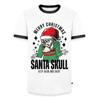 Nikolaus Skull Christmas Design - Men's Ringer Shirt - white/black - Front - AI Model Female 172 light (172cm) & AI Model Male 178 dark (178cm)