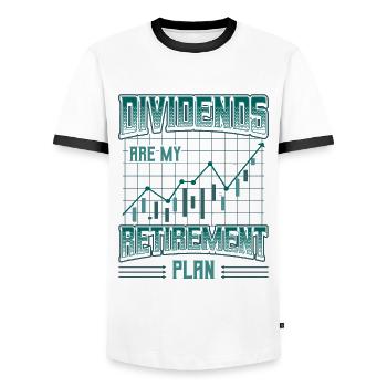Les dividendes sont mon plan de retraite - T-shirt contrasté Homme - blanc/noir - Devant - AI Model Female 172 light (172cm) & AI Model Male 178 dark (178cm)