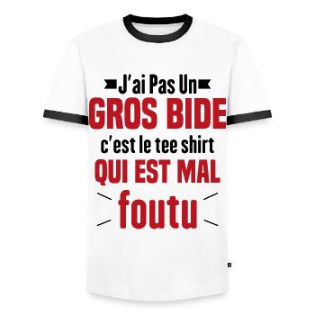 J'ai Pas Un Gros Bide Humour Cadeau - T-shirt contrasté Homme - blanc/noir - Devant - AI Model Female 172 light (172cm) & AI Model Male 178 dark (178cm)