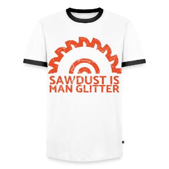 Sawdust is one glitter for carpenters - Men's Ringer Shirt - white/black - Front - AI Model Female 172 light (172cm) & AI Model Male 178 dark (178cm)