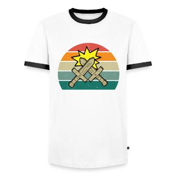 Épée de combat Épée Lame Lance Sabre Dagger - T-shirt contrasté Homme - blanc/noir - Devant - AI Model Female 172 light (172cm) & AI Model Male 178 dark (178cm)