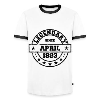 Legendary since April 1993 - Geburtstag - Männer Kontrast-T-Shirt - Weiß/Schwarz - Vorne - AI Model Female 172 light (172cm) & AI Model Male 178 dark (178cm)