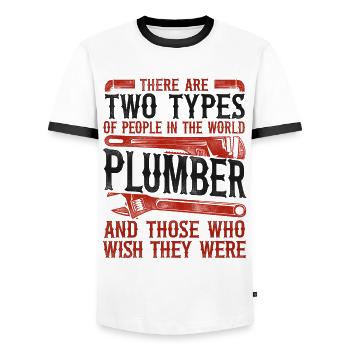 Plumbing Plumber Vintage There Are - Men's Ringer Shirt - white/black - Front - AI Model Female 172 light (172cm) & AI Model Male 178 dark (178cm)