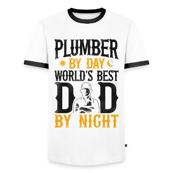 Plumbing Plumber Dad Vintage - Men's Ringer Shirt - white/black - Front - AI Model Female 172 light (172cm) & AI Model Male 178 dark (178cm)