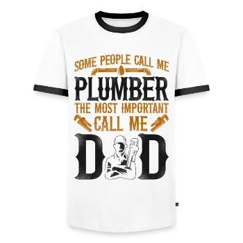Plumbing Plumber Dad Vintage Some - Men's Ringer Shirt - white/black - Front - AI Model Female 172 light (172cm) & AI Model Male 178 dark (178cm)