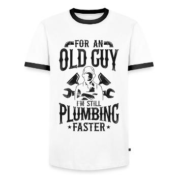 Plumbing Plumber Grandpa Retired - Men's Ringer Shirt - white/black - Front - AI Model Female 172 light (172cm) & AI Model Male 178 dark (178cm)