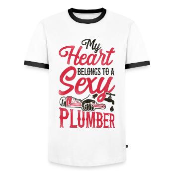 Plumbing Plumber Girlfriend Wife - Männer Kontrast-T-Shirt - Weiß/Schwarz - Vorne - AI Model Female 172 light (172cm) & AI Model Male 178 dark (178cm)