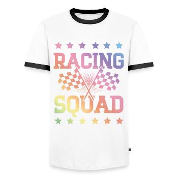 Équipe de course - T-shirt contrasté Homme - blanc/noir - Devant - AI Model Female 172 light (172cm) & AI Model Male 178 dark (178cm)