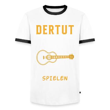Der tut nix, der will nur Gitarre spielen - Männer Kontrast-T-Shirt - Weiß/Schwarz - Vorne - AI Model Female 172 light (172cm) & AI Model Male 178 dark (178cm)
