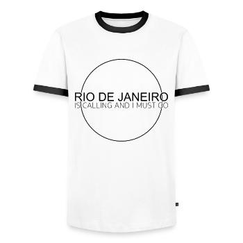 Rio de Janeiro Spruch - Männer Kontrast-T-Shirt - Weiß/Schwarz - Vorne - AI Model Female 172 light (172cm) & AI Model Male 178 dark (178cm)