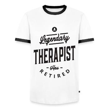 Therapist Funny Job Occupation - Men's Ringer Shirt - white/black - Front - AI Model Female 172 light (172cm) & AI Model Male 178 dark (178cm)