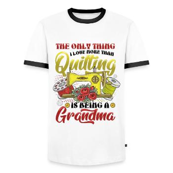 Nähen Quilter Oma Quilten - Männer Kontrast-T-Shirt - Weiß/Schwarz - Vorne - AI Model Female 172 light (172cm) & AI Model Male 178 dark (178cm)