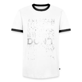 American muscles, because imports are not for - Men's Ringer Shirt - white/black - Front - AI Model Female 172 light (172cm) & AI Model Male 178 dark (178cm)