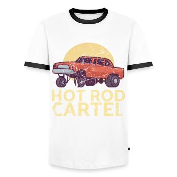 Hot Rod Cartel Design Für Oldtimer-fans - Männer Kontrast-T-Shirt - Weiß/Schwarz - Vorne - AI Model Female 172 light (172cm) & AI Model Male 178 dark (178cm)