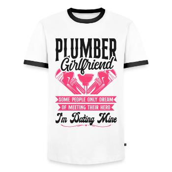 Plumbing Plumber Girlfriend - Men's Ringer Shirt - white/black - Front - AI Model Female 172 light (172cm) & AI Model Male 178 dark (178cm)