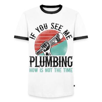 Plumbing Plumber Vintage Retro If - Men's Ringer Shirt - white/black - Front - AI Model Female 172 light (172cm) & AI Model Male 178 dark (178cm)