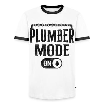 Plombier Plombier Plombier Vintage Plombier - T-shirt contrasté Homme - blanc/noir - Devant - AI Model Female 172 light (172cm) & AI Model Male 178 dark (178cm)
