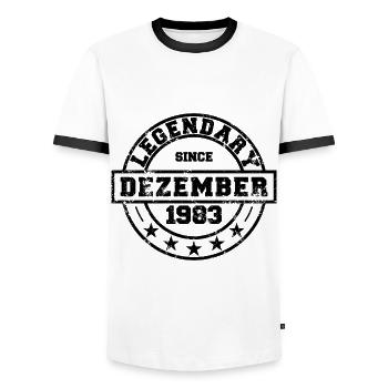 Legendary since December 1983 - Geburtstag - Männer Kontrast-T-Shirt - Weiß/Schwarz - Vorne - AI Model Female 172 light (172cm) & AI Model Male 178 dark (178cm)