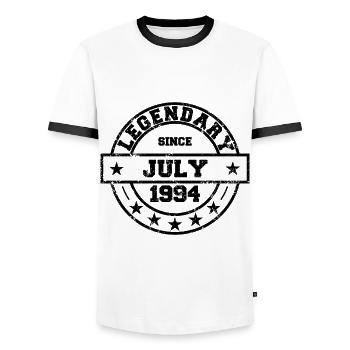 Legendary since July 1994 - Birthday - Men's Ringer Shirt - white/black - Front - AI Model Female 172 light (172cm) & AI Model Male 178 dark (178cm)