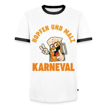 Karnevalskostüm Karnevalist Fasching Bier Karneval - Männer Kontrast-T-Shirt - Weiß/Schwarz - Vorne - AI Model Female 172 light (172cm) & AI Model Male 178 dark (178cm)