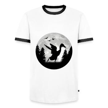 Canard Lune indien - T-shirt contrasté Homme - blanc/noir - Devant - AI Model Female 172 light (172cm) & AI Model Male 178 dark (178cm)