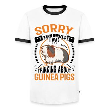 Guinea Pig Gift Guinea Pig - Men's Ringer Shirt - white/black - Front - AI Model Female 172 light (172cm) & AI Model Male 178 dark (178cm)
