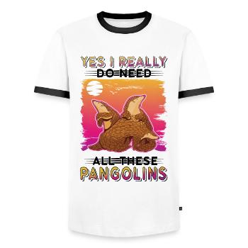 Oui, j’ai vraiment besoin de tous ces Pangolins - T-shirt contrasté Homme - blanc/noir - Devant - AI Model Female 172 light (172cm) & AI Model Male 178 dark (178cm)
